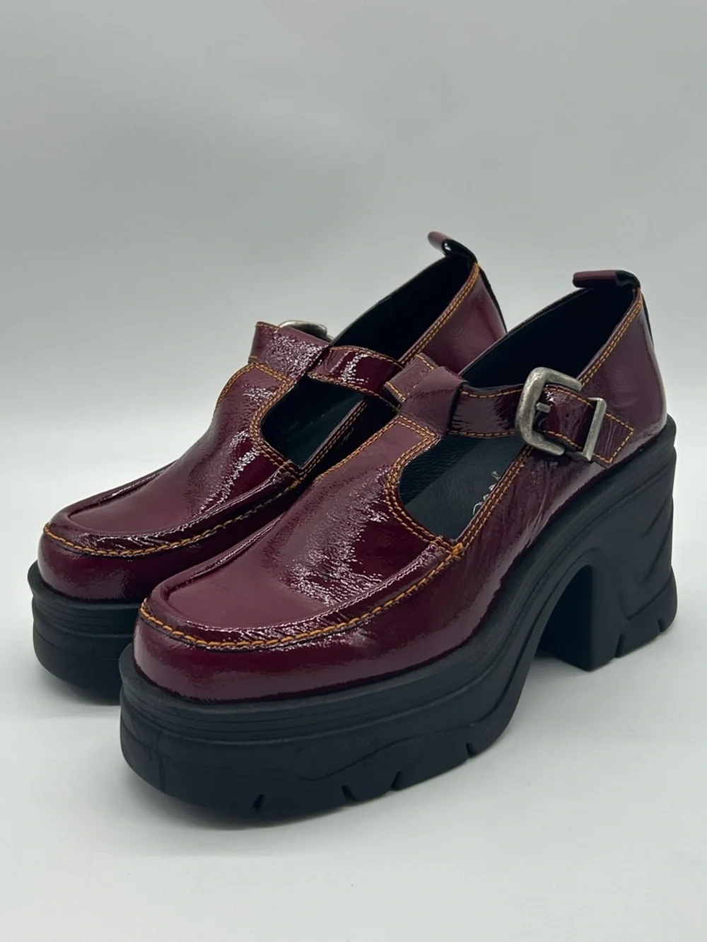 Free People Mayla Platform Mary Jane Shoes Sz 8.5 Rasp Fram Burgundy NWB